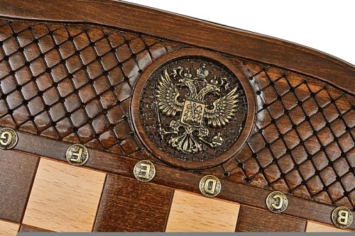 Шахматы + нарды резные "Герб РФ" 50, Haleyan Шахматы + нарды резные "Герб РФ" 50, Haleyan