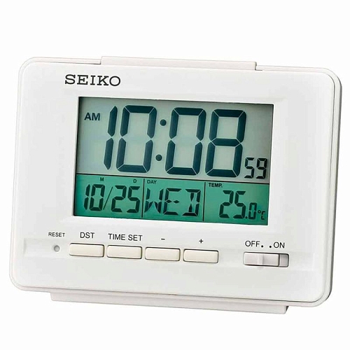 Кварцевый цифровой будильник SEIKO QHL078W с термометром и календарем Кварцевый цифровой будильник SEIKO QHL078W с термометром и календарем